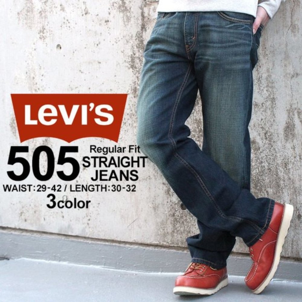 Levi's 505 straight leg medium wash denim blue jeans 34 X 36 Good condition…